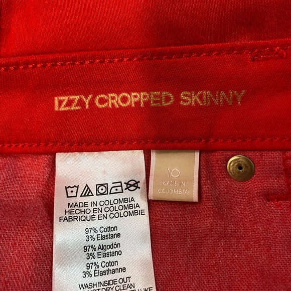 Michael KORS MK Izzy Bright Red Cropped Skinny Jeans 10 - Picture 10 of 10